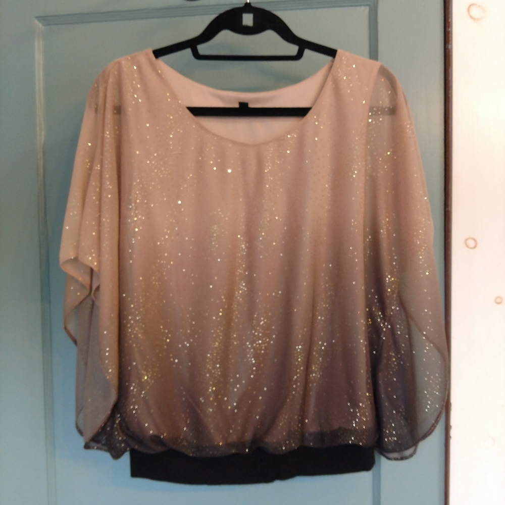 Ombre glitter shirt with flutter sleeves